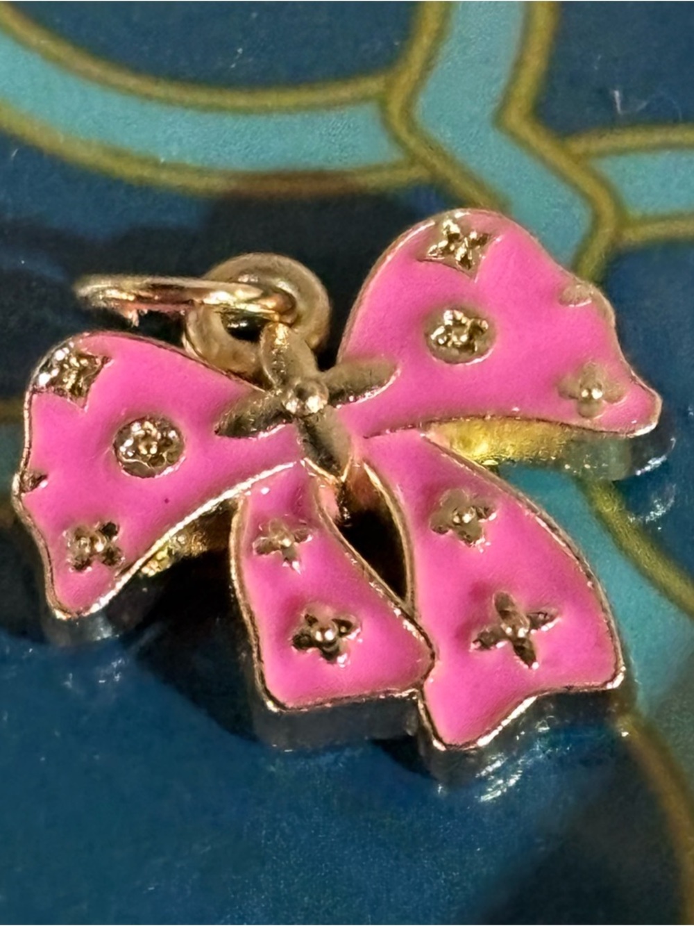 🎀 LV Inspired Upcycled Pink and Gold Bow Necklace 🎀